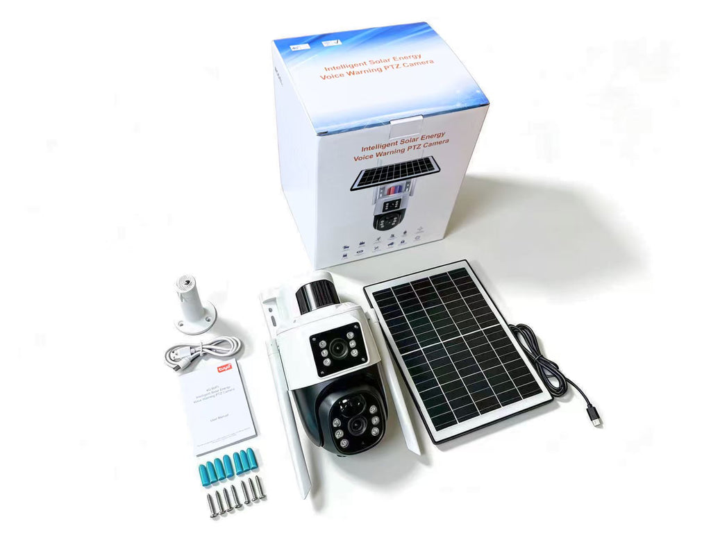 Tuya 4MP+4MP-Dual-Lens Solar PTZ Security Camera - Auto Tracking, Color Night Vision, 2-Way Audio, 15,000mAh Battery & 7W Solar Panel
