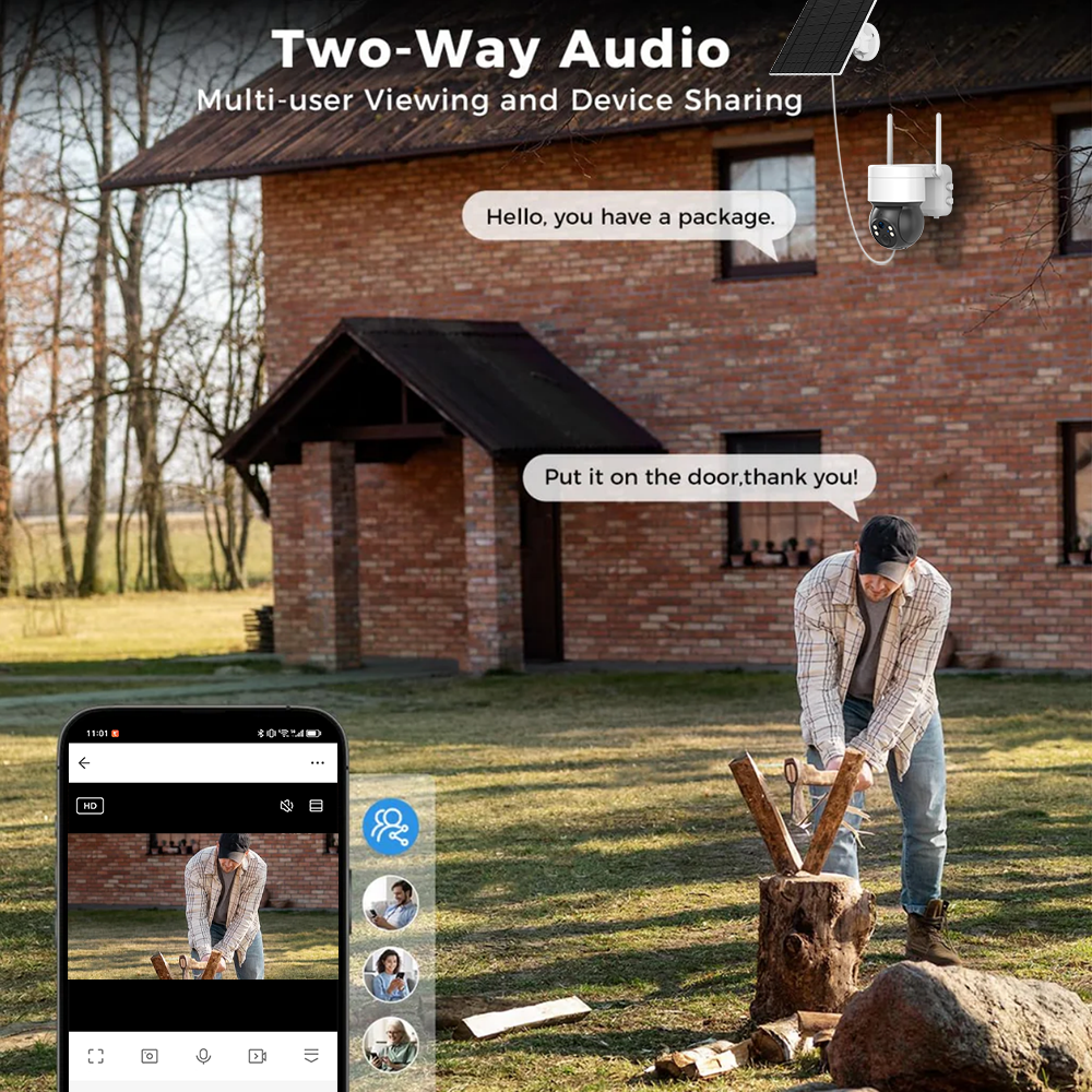 Tuya 3MP Solar PTZ Security Camera – Auto Tracking, Color Night Vision, 2-Way Audio, 10,000mAh Battery & 5W Solar Panel