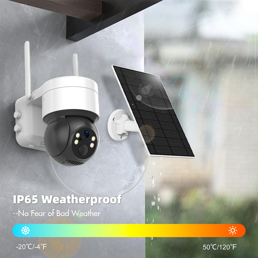 Tuya 3MP Solar PTZ Security Camera – Auto Tracking, Color Night Vision, 2-Way Audio, 10,000mAh Battery & 5W Solar Panel