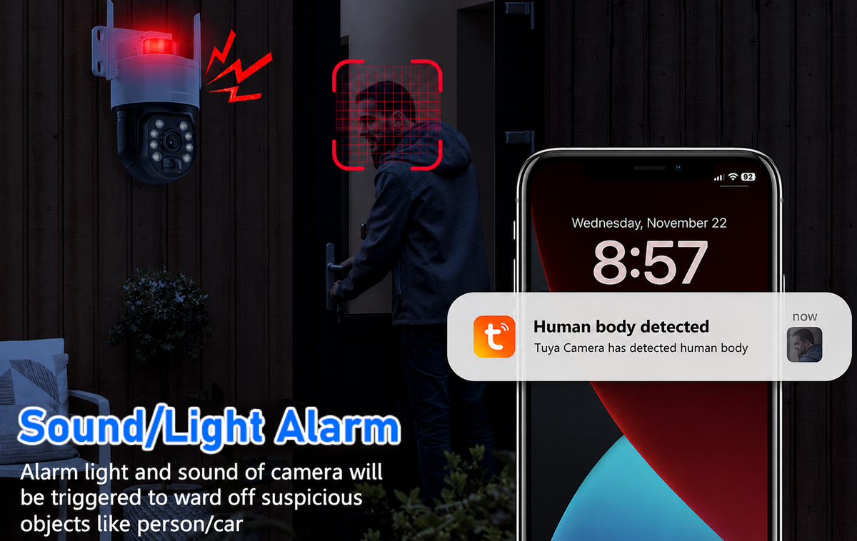 Tuya 5MP-Solar PTZ Security Camera - Auto Tracking, High-Power Zoom, Color Night Vision, 2-Way Audio, 15,000mAh Battery & 8W Solar Panel