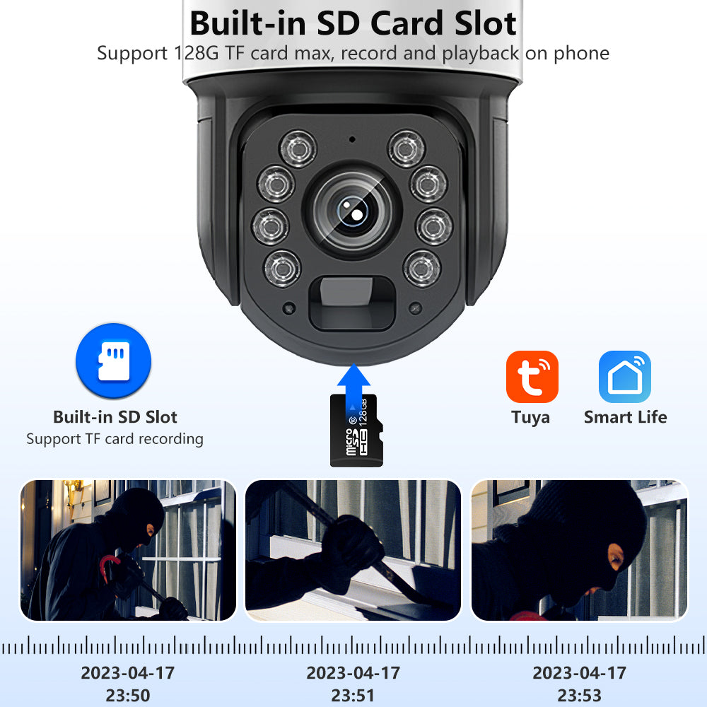 Tuya 5MP-Solar PTZ Security Camera - Auto Tracking, High-Power Zoom, Color Night Vision, 2-Way Audio, 15,000mAh Battery & 8W Solar Panel