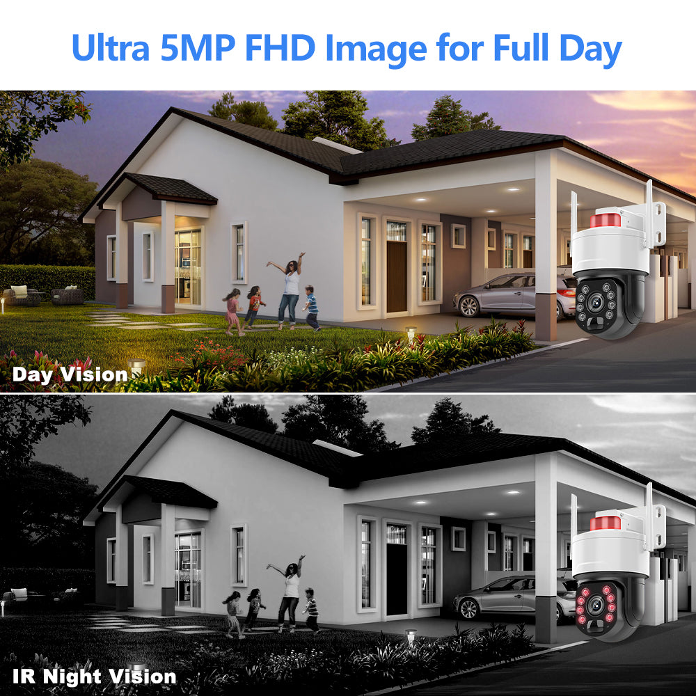 Tuya 5MP-Solar PTZ Security Camera - Auto Tracking, High-Power Zoom, Color Night Vision, 2-Way Audio, 15,000mAh Battery & 8W Solar Panel