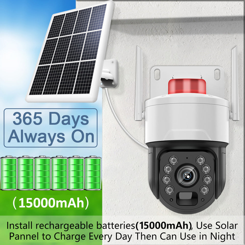 Tuya 5MP-Solar PTZ Security Camera - Auto Tracking, High-Power Zoom, Color Night Vision, 2-Way Audio, 15,000mAh Battery & 8W Solar Panel
