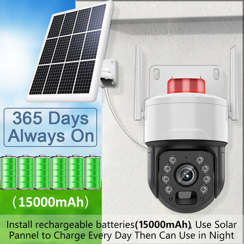 Tuya 5MP-Solar PTZ Security Camera - Auto Tracking, High-Power Zoom, Color Night Vision, 2-Way Audio, 15,000mAh Battery & 8W Solar Panel