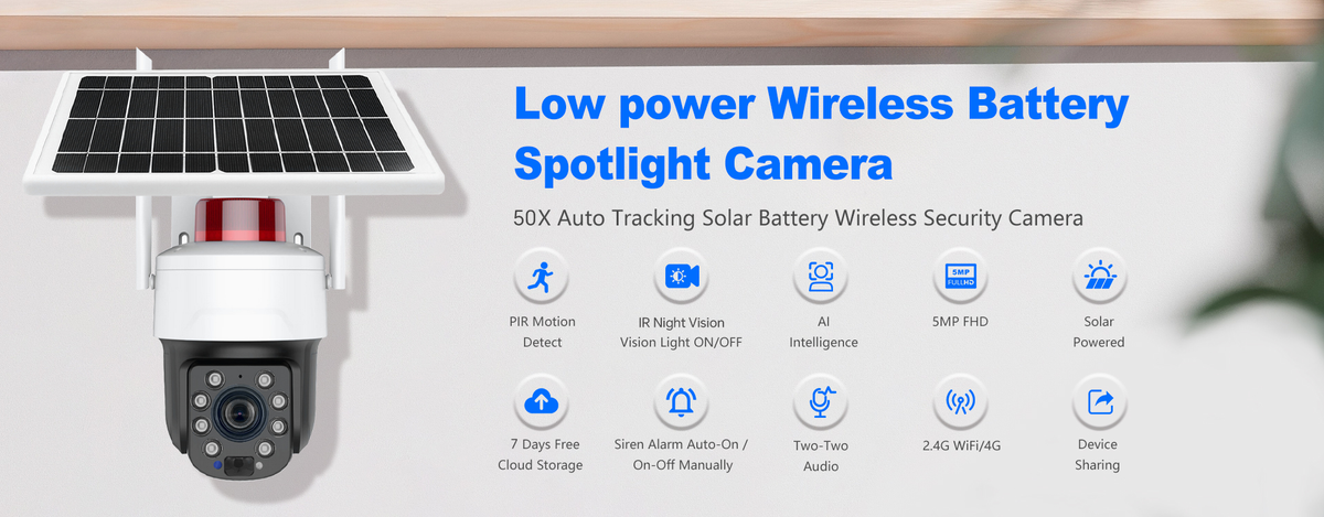 Tuya 5MP-Solar PTZ Security Camera - Auto Tracking, High-Power Zoom, Color Night Vision, 2-Way Audio, 15,000mAh Battery & 8W Solar Panel