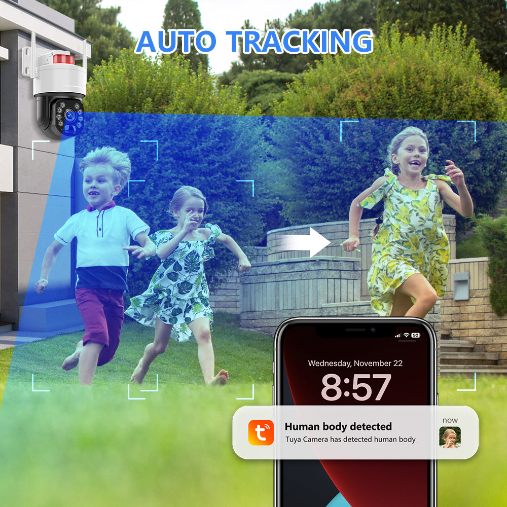 Tuya 5MP-Solar PTZ Security Camera - Auto Tracking, High-Power Zoom, Color Night Vision, 2-Way Audio, 15,000mAh Battery & 8W Solar Panel