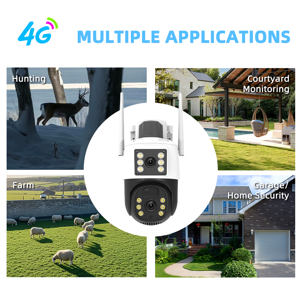 Tuya 4MP+4MP-Dual-Lens Solar PTZ Security Camera - Auto Tracking, Color Night Vision, 2-Way Audio, 15,000mAh Battery & 7W Solar Panel