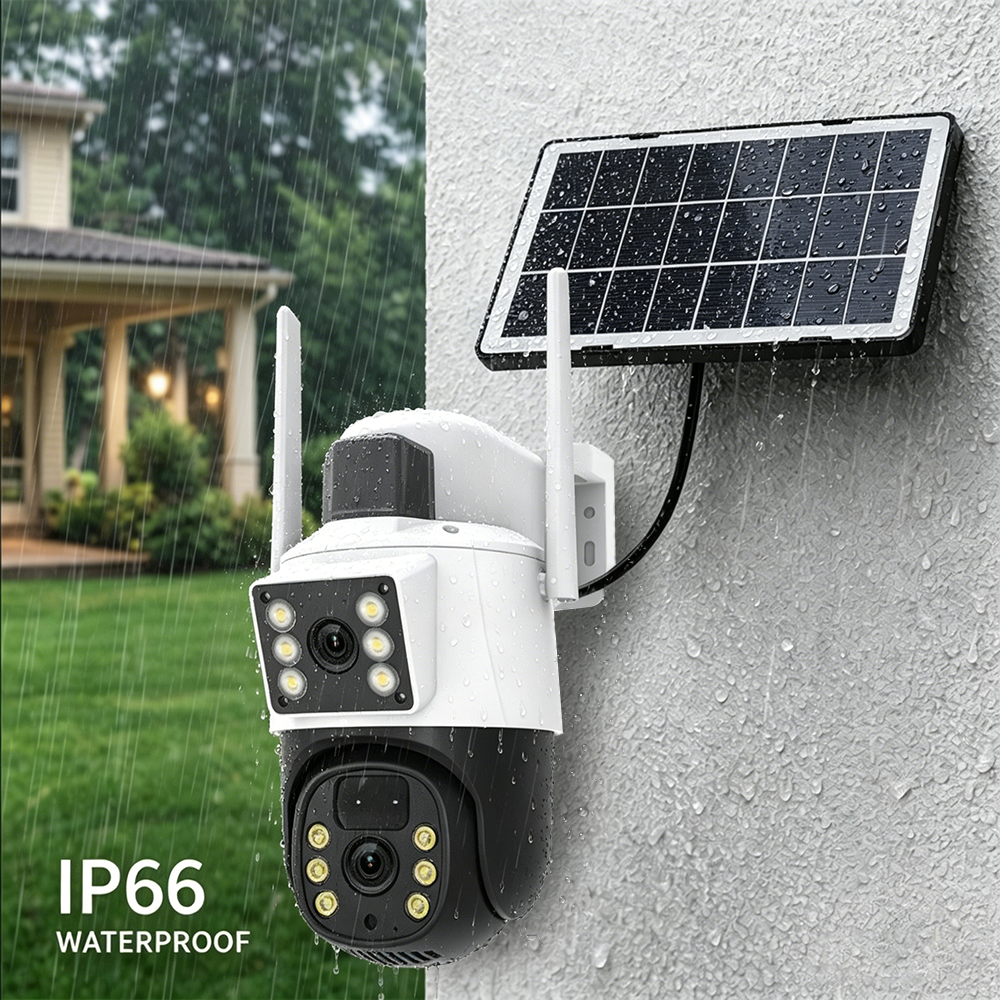 Tuya 4MP+4MP-Dual-Lens Solar PTZ Security Camera - Auto Tracking, Color Night Vision, 2-Way Audio, 15,000mAh Battery & 7W Solar Panel